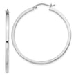 Sterling Silver Rhodium-plated 2x40mm Square Tube Hoop Earrings