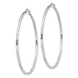 Sterling Silver Rhodium-plated 2x60mm Square Tube Hoop Earrings