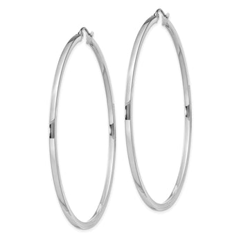 Sterling Silver Rhodium-plated 2x60mm Square Tube Hoop Earrings