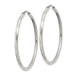 Sterling Silver D/C 2.5x35mm Endless Hoop Earrings