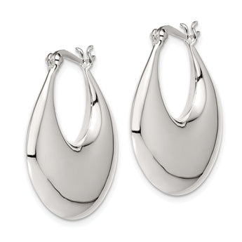 Sterling Silver Polished Puffed Hoop Earrings