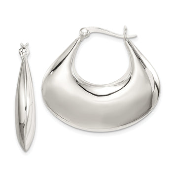 Sterling Silver Polished Puffed Hoop Earrings