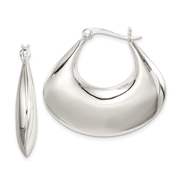 Sterling Silver Polished Puffed Hoop Earrings
