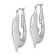 Sterling Silver Rhodium-plated Polished Dolphin Round Hoop Earrings