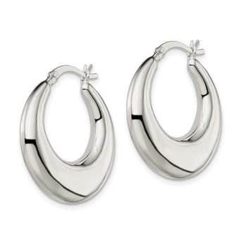 Sterling Silver Polished & Tapered Round Hoop Earrings