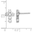 Sterling Silver Rhodium-plated Polished CZ Cross Post Earrings - Birthstone Company