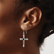 Sterling Silver Rhodium-plated Polished Diamond Accent & Black CZ Budded Cross Dangle Earrings - Birthstone Company