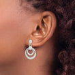 Sterling Silver Rhodium-plated Polished Double Circle Post Dangle Earrings