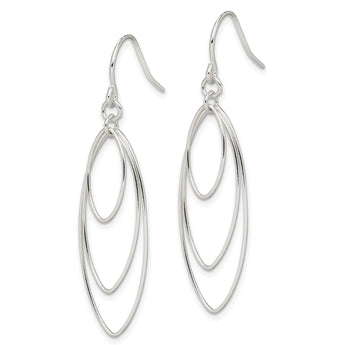 Sterling Silver Polished Triple Marquise Shape Dangle Earrings
