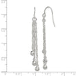 Sterling Silver Polished Fancy 3-Strand Chain & Beaded Dangle Earrings