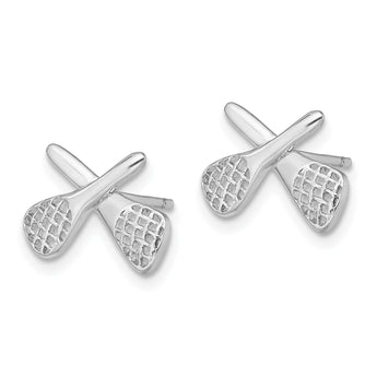 Sterling Silver Rhodium-plated Lacrosse Post Earrings - Birthstone Company