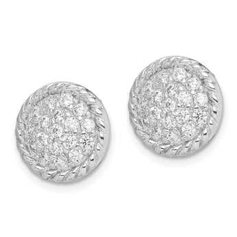 Sterling Silver Rhodium-plated Polished & Twisted CZ Circle Post Earrings - Birthstone Company