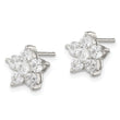 Sterling Silver Rhodium-plated CZ Flower Post Earrings - Birthstone Company