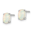 Sterling Silver Rhodium-plated Created Opal Post Earrings