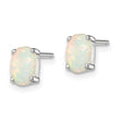 Sterling Silver Rhodium-plated Created Opal Post Earrings - Birthstone Company