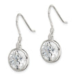Sterling Silver Polished 11mm Round CZ Bezel Set Dangle Earrings