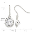 Sterling Silver Polished 11mm Round CZ Bezel Set Dangle Earrings - Birthstone Company