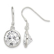 Sterling Silver Polished 11mm Round CZ Bezel Set Dangle Earrings - Birthstone Company