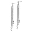 Sterling Silver RH-plated Polished CZ & Multi-Chain Post Dangle Earrings - Birthstone Company