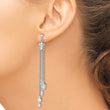 Sterling Silver RH-plated Polished CZ & Multi-Chain Post Dangle Earrings - Birthstone Company
