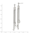 Sterling Silver RH-plated Polished CZ & Multi-Chain Post Dangle Earrings
