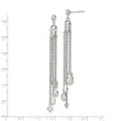 Sterling Silver RH-plated Polished CZ & Multi-Chain Post Dangle Earrings - Birthstone Company