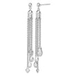 Sterling Silver RH-plated Polished CZ & Multi-Chain Post Dangle Earrings - Birthstone Company