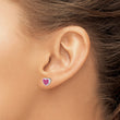 Sterling Silver Rhodium-plated Polished Pink CZ Heart Post Earrings - Birthstone Company