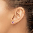 Sterling Silver Rhodium-plated Polished Pink CZ Heart Post Earrings