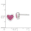 Sterling Silver Rhodium-plated Polished Pink CZ Heart Post Earrings - Birthstone Company