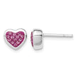 Sterling Silver Rhodium-plated Polished Pink CZ Heart Post Earrings - Birthstone Company