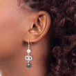 Sterling Silver Polished Grey & White Glass Pearl Infinity Dangle Earrings