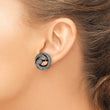 Sterling Silver Antiqued Onyx & Marcasite Round Wave Post Earrings - Birthstone Company