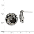 Sterling Silver Antiqued Onyx & Marcasite Round Wave Post Earrings - Birthstone Company