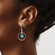 Sterling Silver Polished Blue CZ Circle Dangle Earrings