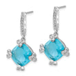 Sterling Silver Blue & Clear CZ Post Dangle Earrings - Birthstone Company