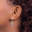 Sterling Silver Rhodium Plated Peridot and Amethyst Dangle Earrings - Birthstone Company
