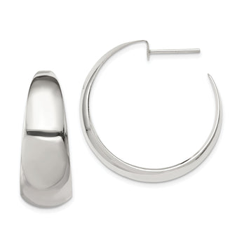 Sterling Silver Fancy J-Hoop Post Earrings