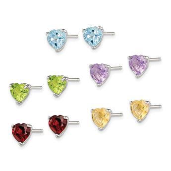 Sterling Silver Rhodium-plated Gemstone Post Earring Set - Birthstone Company