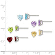 Sterling Silver Rhodium-plated Gemstone Post Earring Set