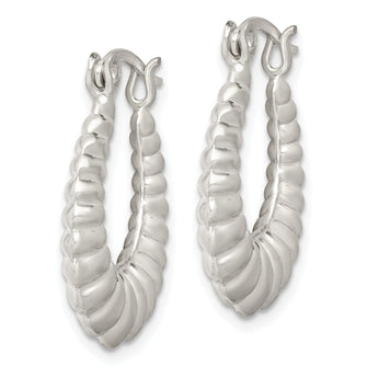 Sterling Silver Polished Shrimp Oval Hoop Earrings