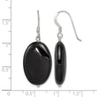 Sterling Silver Polished Black Agate Oval Dangle Earrings - Birthstone Company