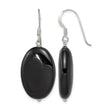 Sterling Silver Polished Black Agate Oval Dangle Earrings - Birthstone Company