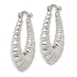 Sterling Silver Rhodium-plated Polished Shrimp Oval Hoop Earrings
