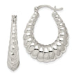 Sterling Silver Rhodium-plated Polished Shrimp Oval Hoop Earrings