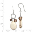 Sterling Silver Polished Crazy Lace Agate, Tiger's Eye, Smoky & Clear Quartz Dangle Earrings