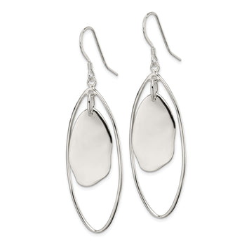 Sterling Silver Polished Fancy Oval Dangle Earrings
