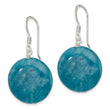 Sterling Silver Polished Round 20mm Blue Agate Dangle Earrings - Birthstone Company