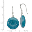 Sterling Silver Polished Round 20mm Blue Agate Dangle Earrings - Birthstone Company
