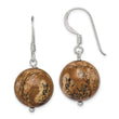 Sterling Silver Polished 14mm Round Picture Jasper Dangle Earrings